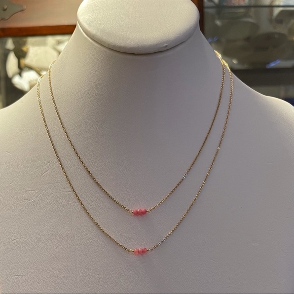 2 x Faceted natural rhodonite gold necklaces - Picture 5 of 6